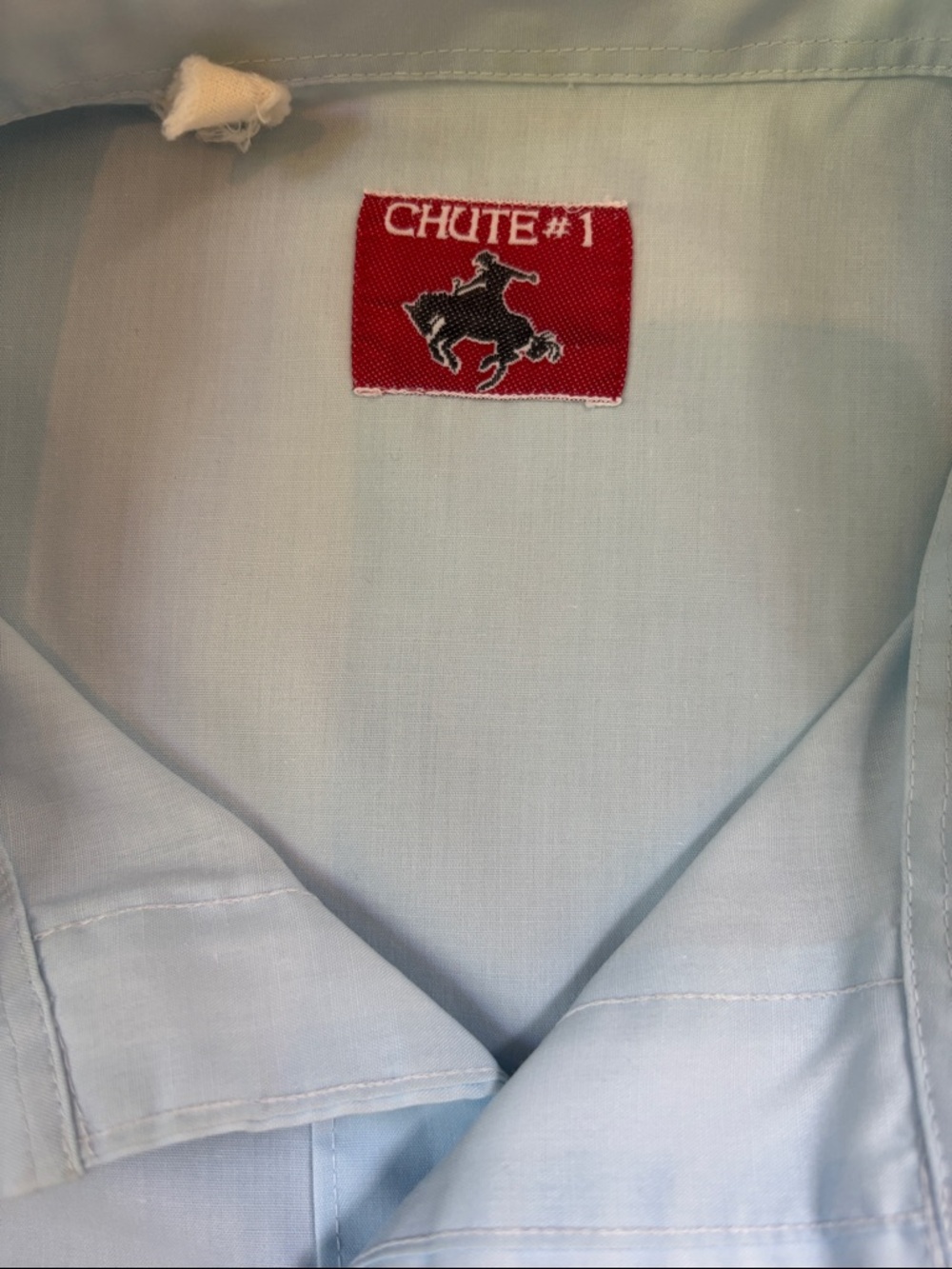 Chute#1 Vintage Light Blue Embroidered Western-Style Men's Button-Down Shirt - Picture 6 of 10